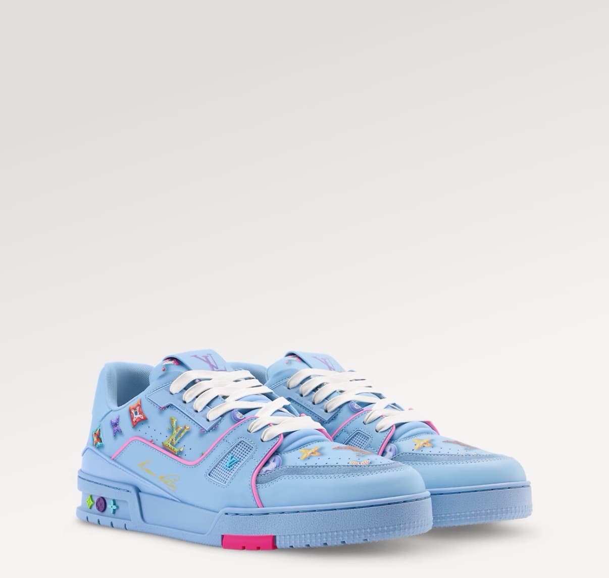Louis Vuitton Sneakers Trainer Bleu Motif Logo — vue 5