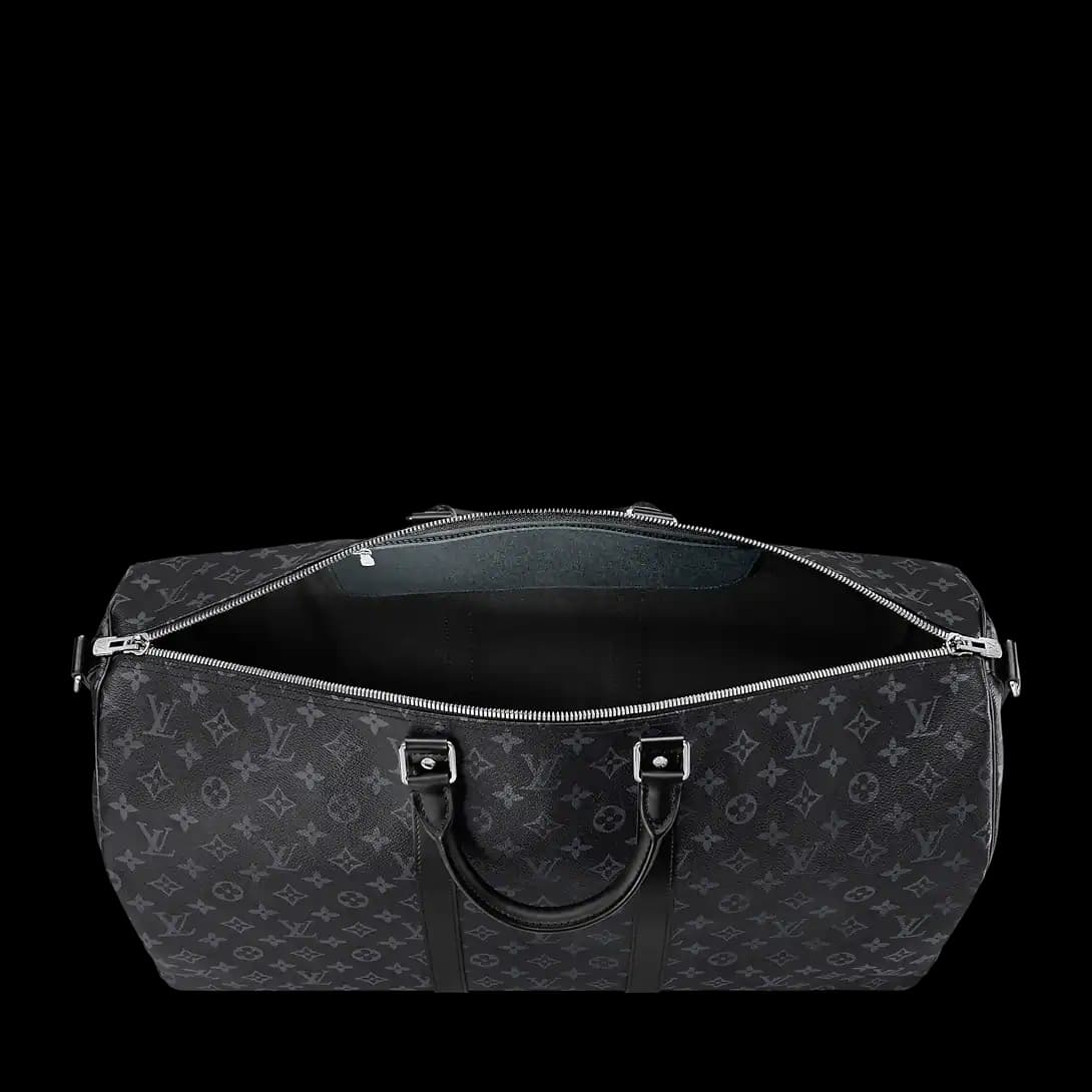 Louis Vuitton Sac Keepall Bandoulière 55 Noir • Gris — vue 2