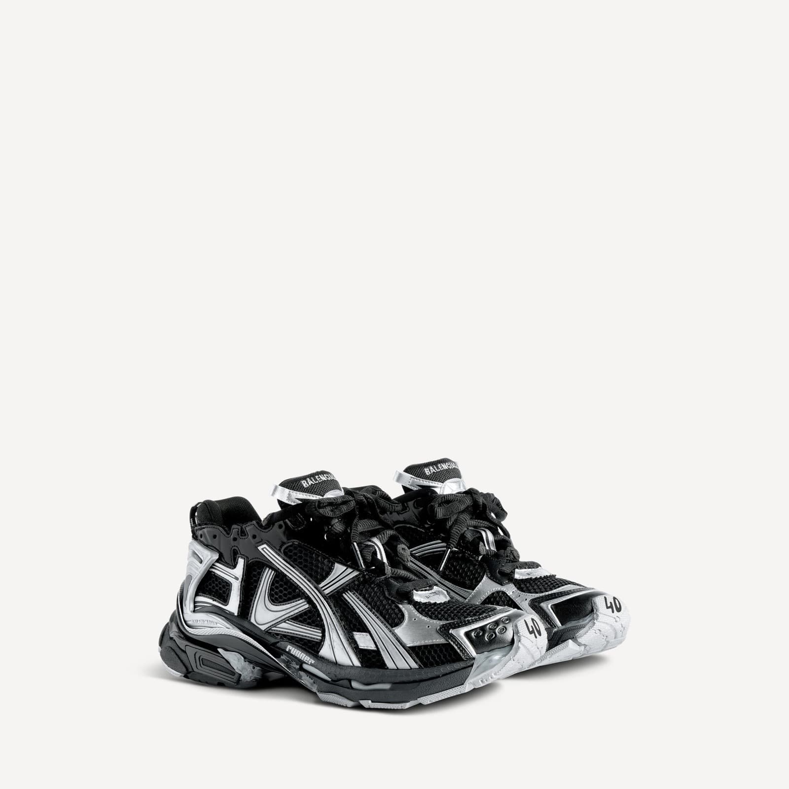 BALANCIAGA SNEAKER RUNNER EN NOIR/ARGENT — vue 2