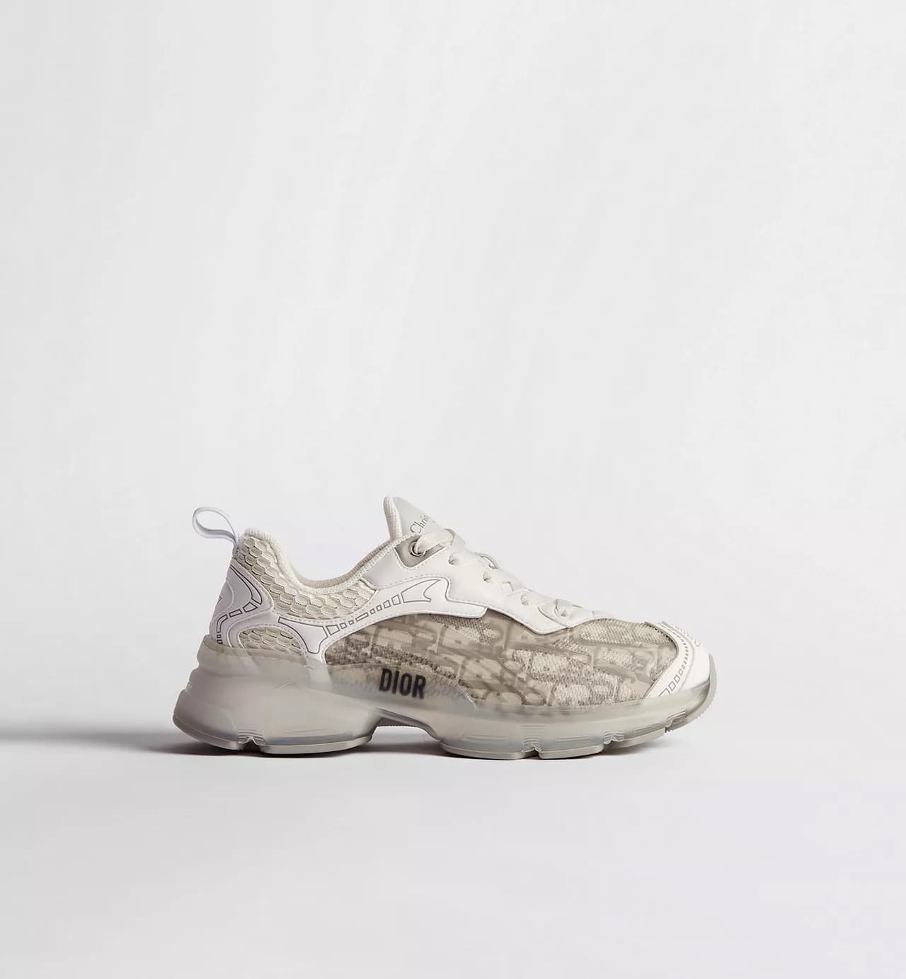 Dior Sneaker Vibe Tissu technique Dior Oblique gris et gomme transparente