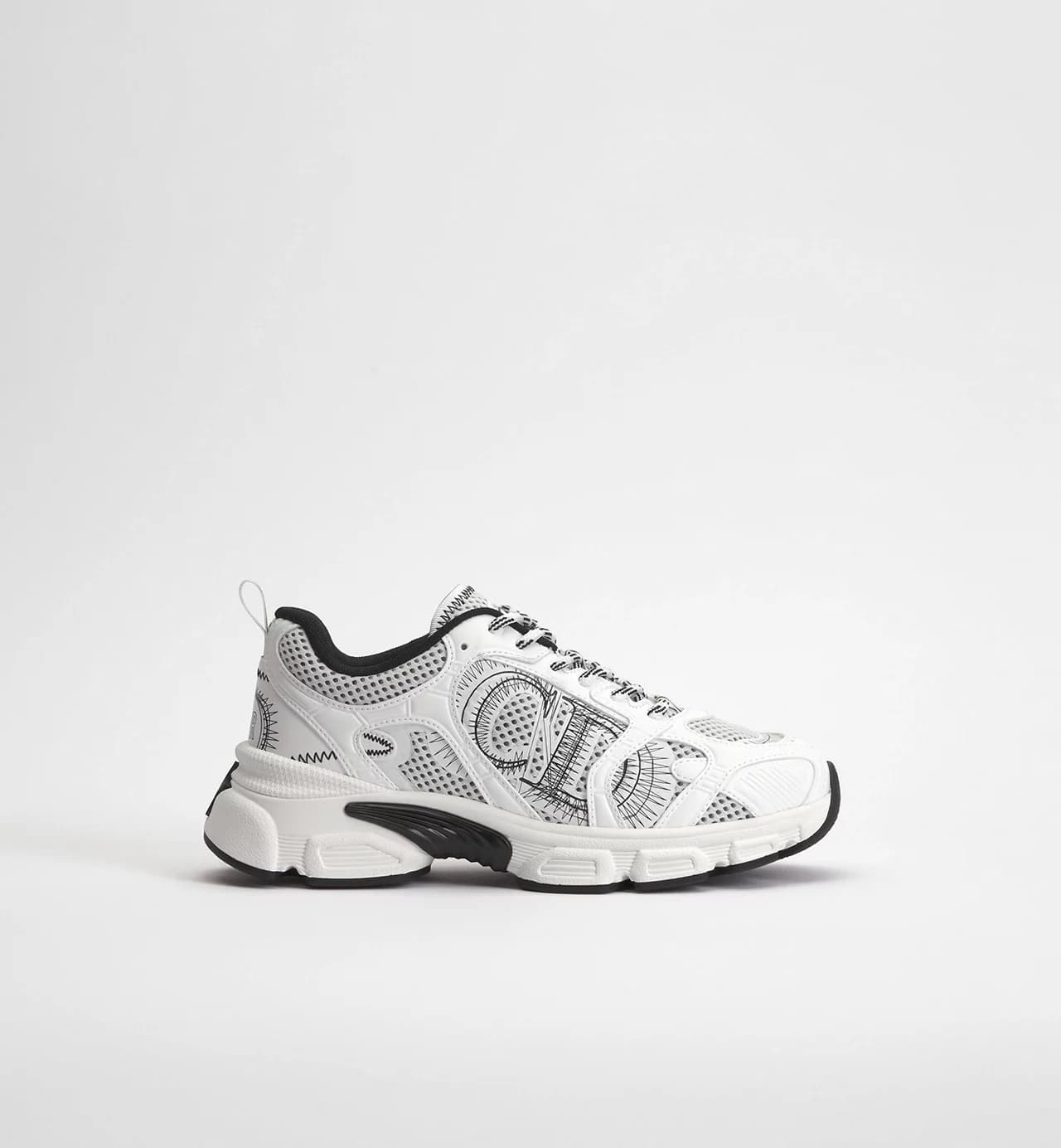 Dior Sneaker Chrono Résille et empiècements aspect cuir blancs et noirs