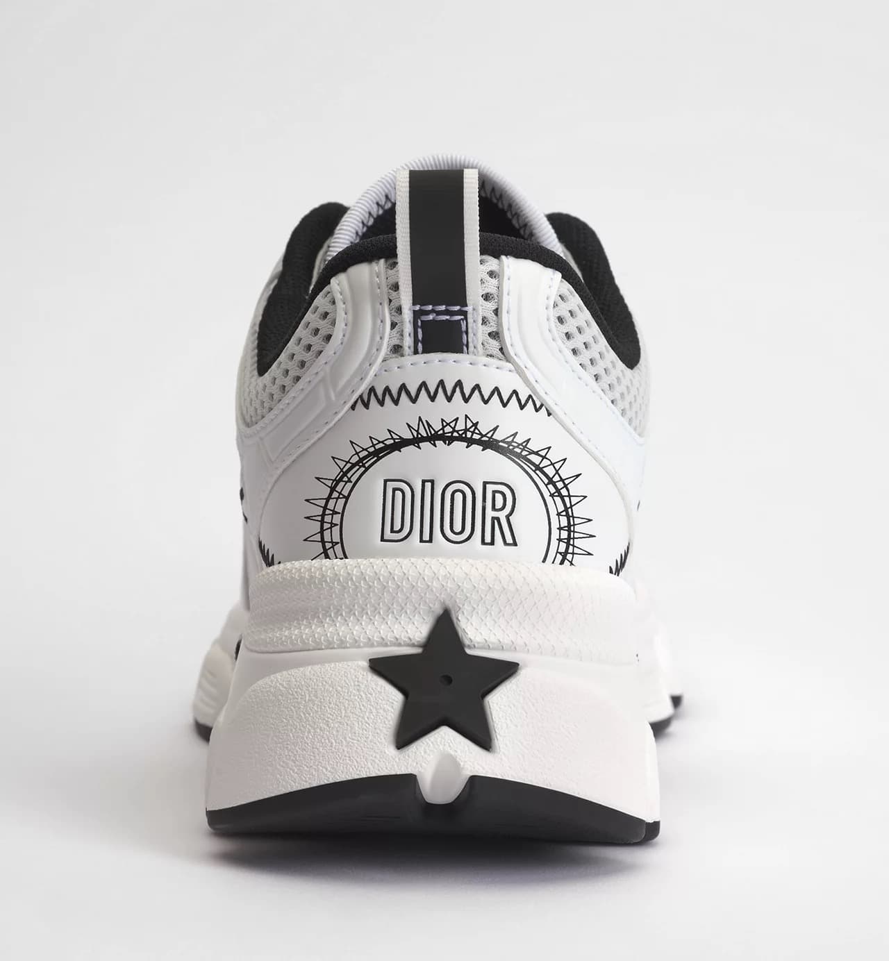 Dior Sneaker Chrono Résille et empiècements aspect cuir blancs et noirs — vue 2