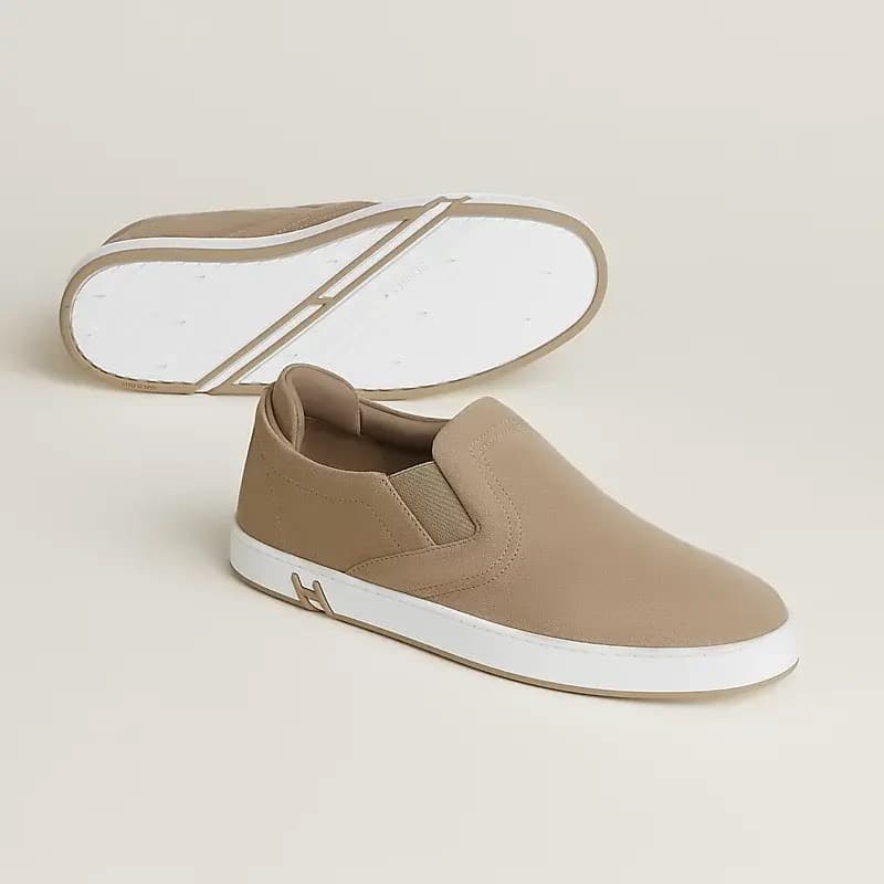 Hermes Sneakers Slip-on Lucky Beige Sablé — vue 3