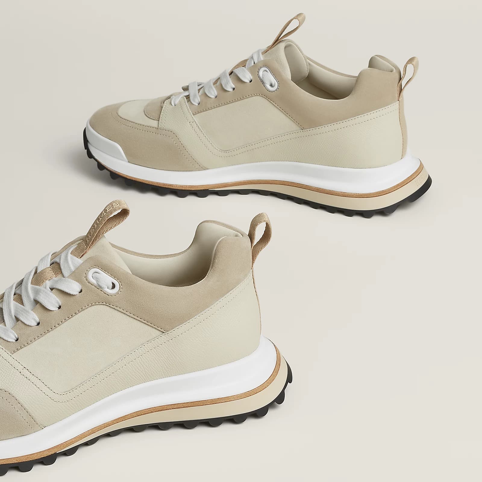 Hermes Sneakers Leader Beige Glaise • Beige Esquisse — vue 4