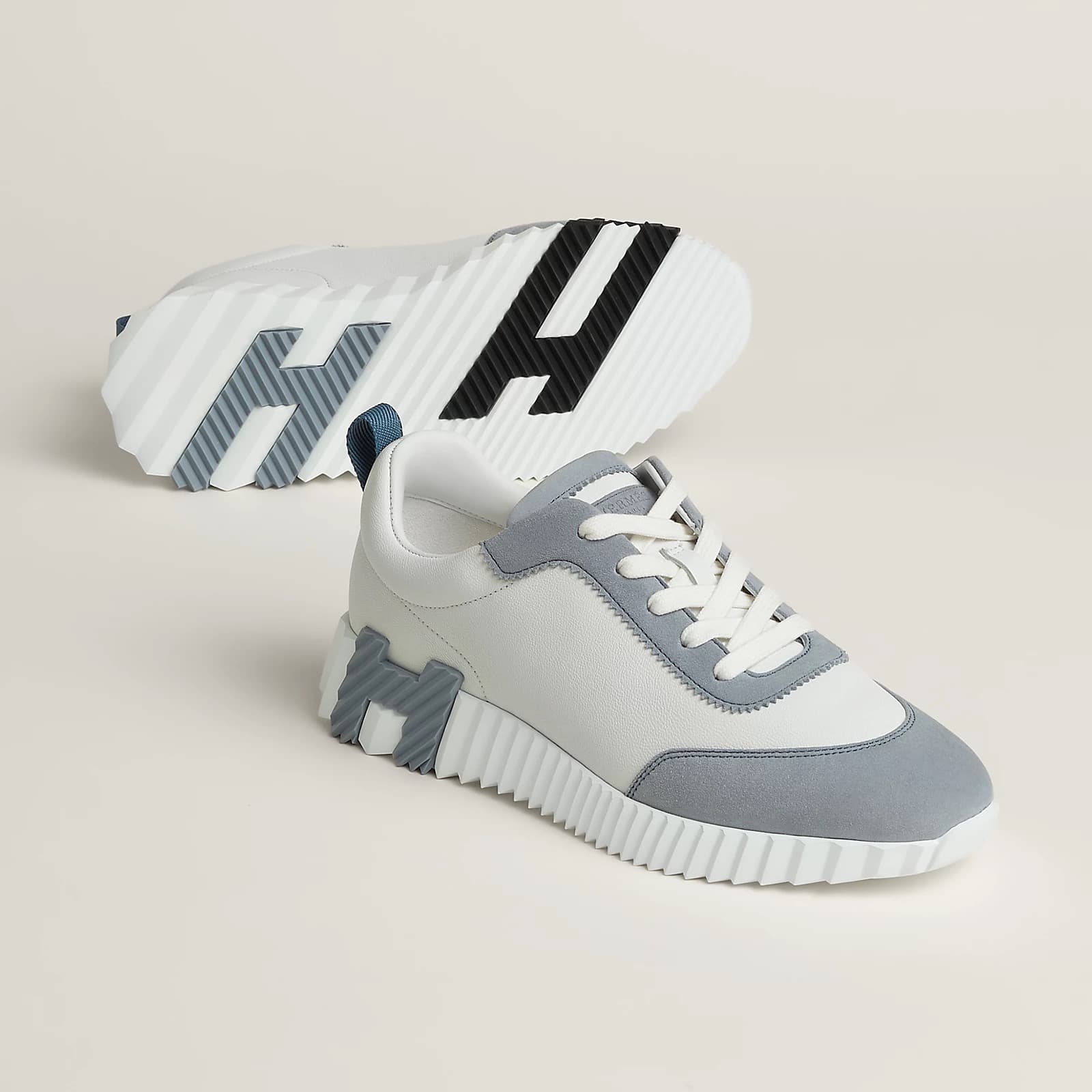 Hermes Sneakers Boucing Blanc • Bleu Galet — vue 5