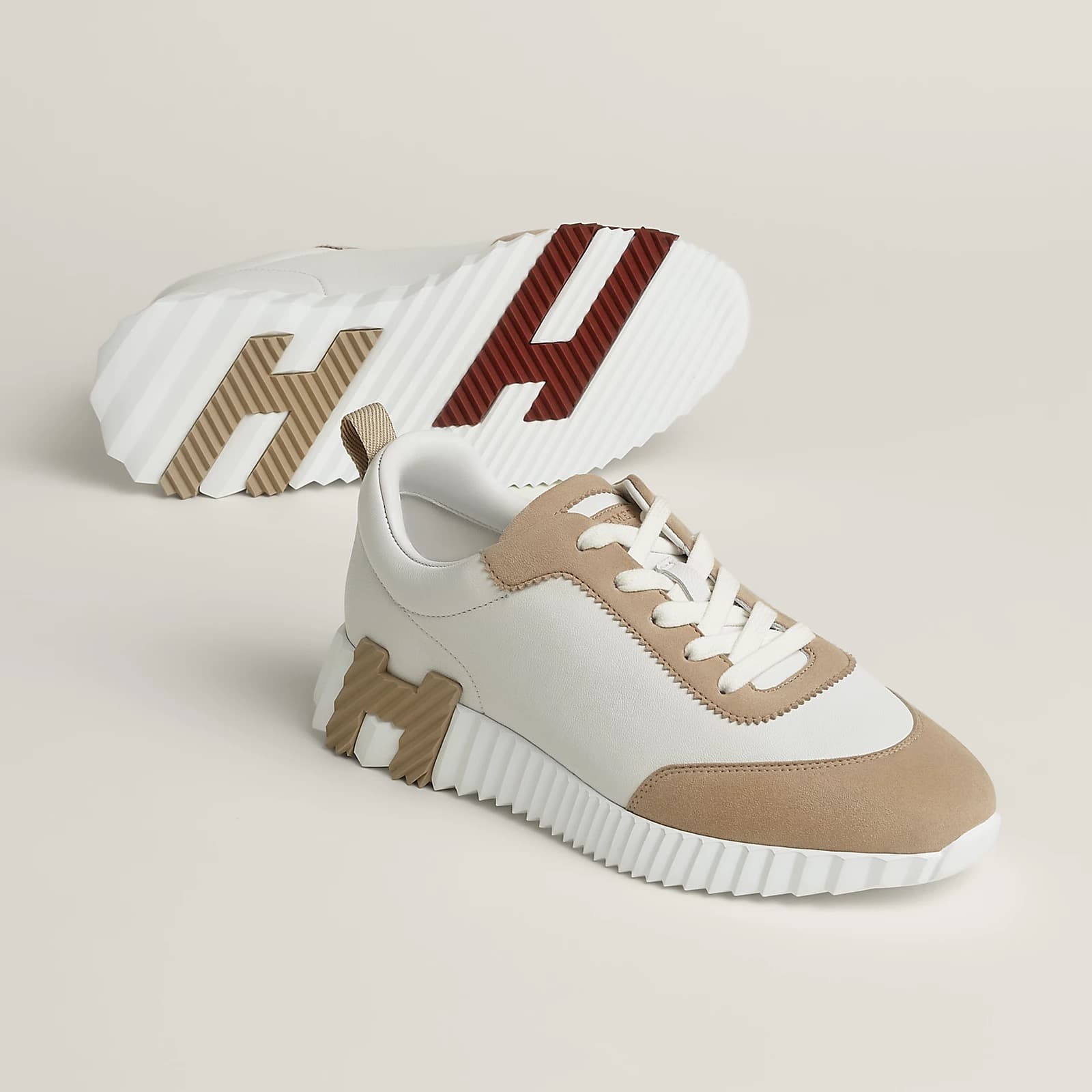 Hermes Sneakers Boucing Blanc • Beige Caramel — vue 5