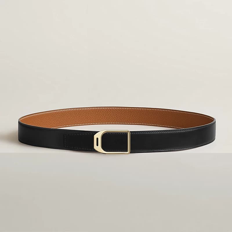 Hermes Boucle de ceinture Jockey & Cuir de ceinture réversible 32 mm