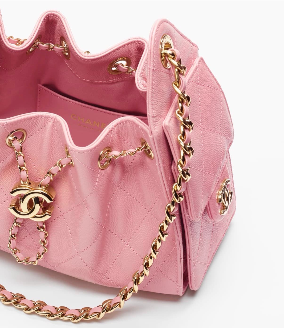 Chanel Mini Sac Chanel 25 Veau Graine & Métal doré Rose — vue 2
