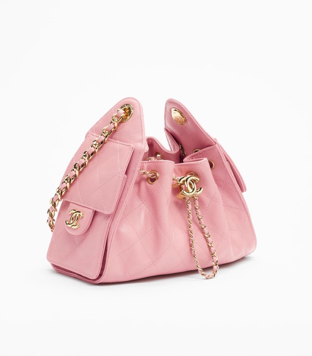 Chanel Mini Sac Chanel 25 Veau Graine & Métal doré Rose — vue 4