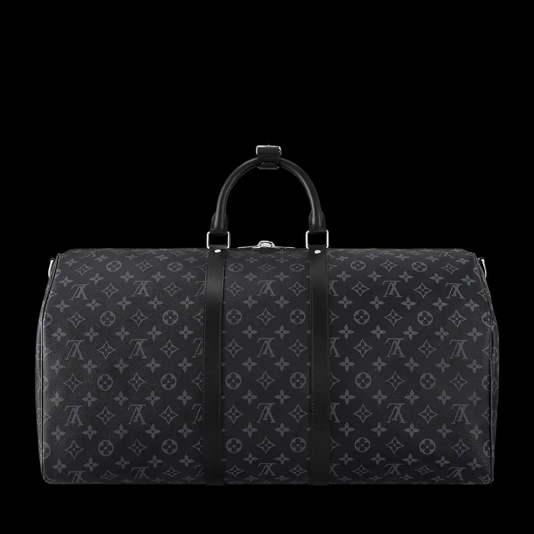 Louis Vuitton Sac Keepall Bandoulière 55 Noir • Gris — vue 3