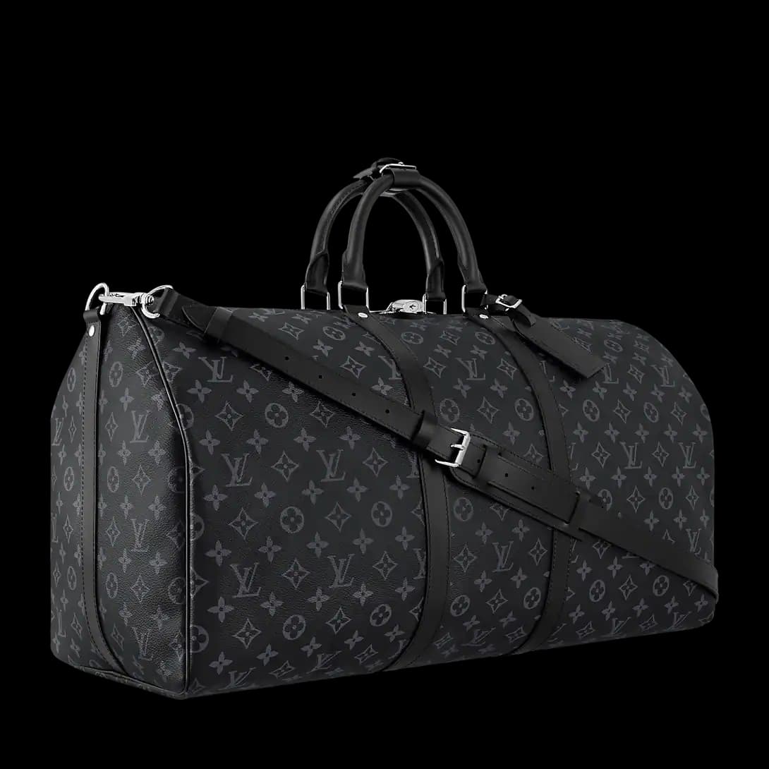 Louis Vuitton Sac Keepall Bandoulière 55 Noir • Gris — vue 5