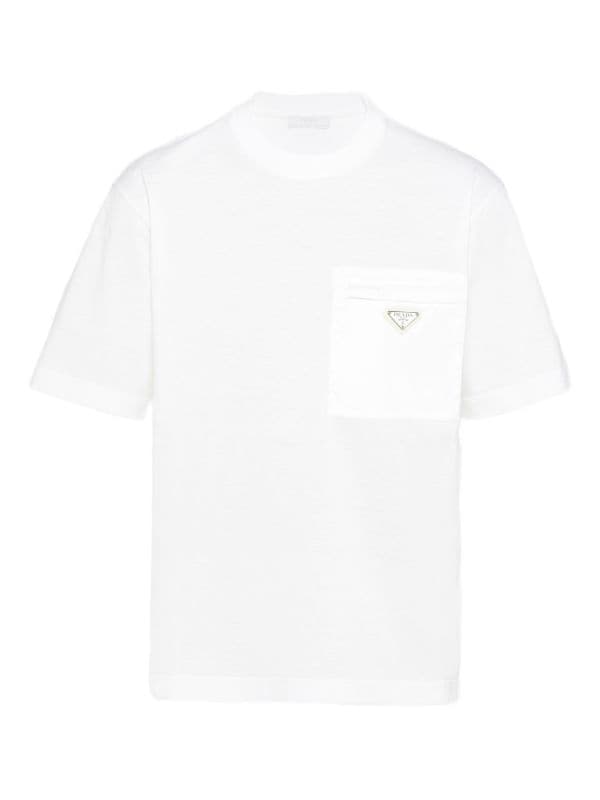 Prada tee-shirt à Plaque Logo et à Poche Poitrine Blanc