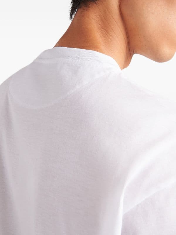 Prada tee-shirt à Plaque Logo et à Poche Poitrine Blanc — vue 3