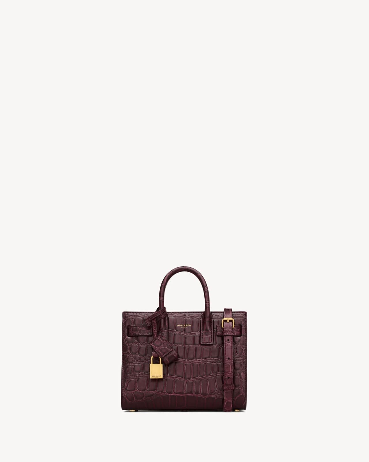 YVES SAINT LAURENT SAC DE JOUR EN CUIR GAUFRÉ CROCODILE - NANO