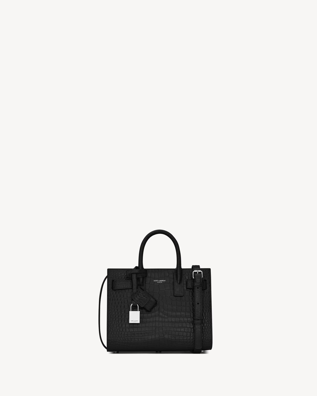YVES SAINT LAURENT SAC DE JOUR EN CUIR GAUFRÉ CROCODILE - NANO