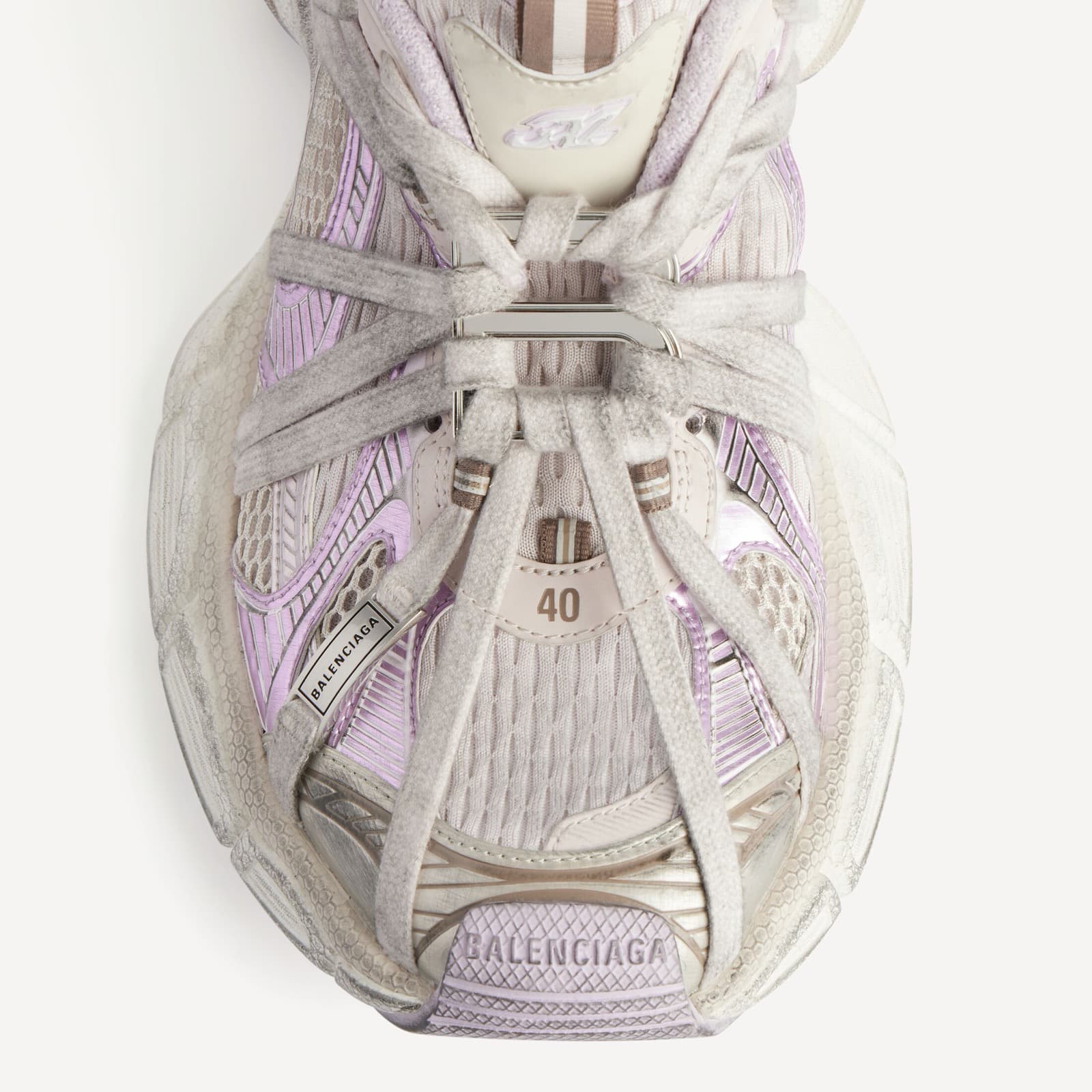 BALANCIAGA SNEAKER 3XL EXTREME LACES B EN BEIGE/MARRON/LILAS — vue 4