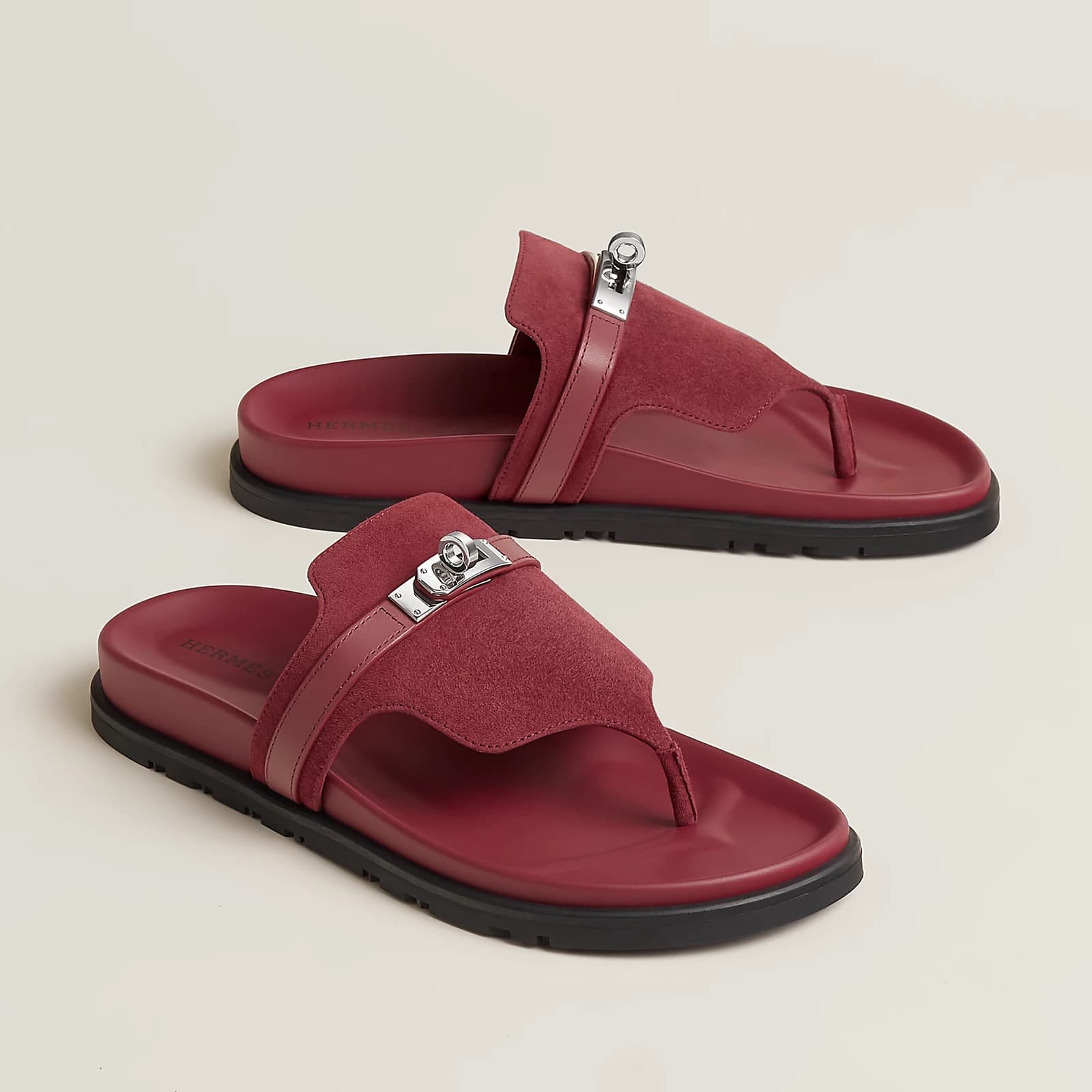 Hermes Sandale Empire Couleur Rose/ Lie De Vin — vue 2