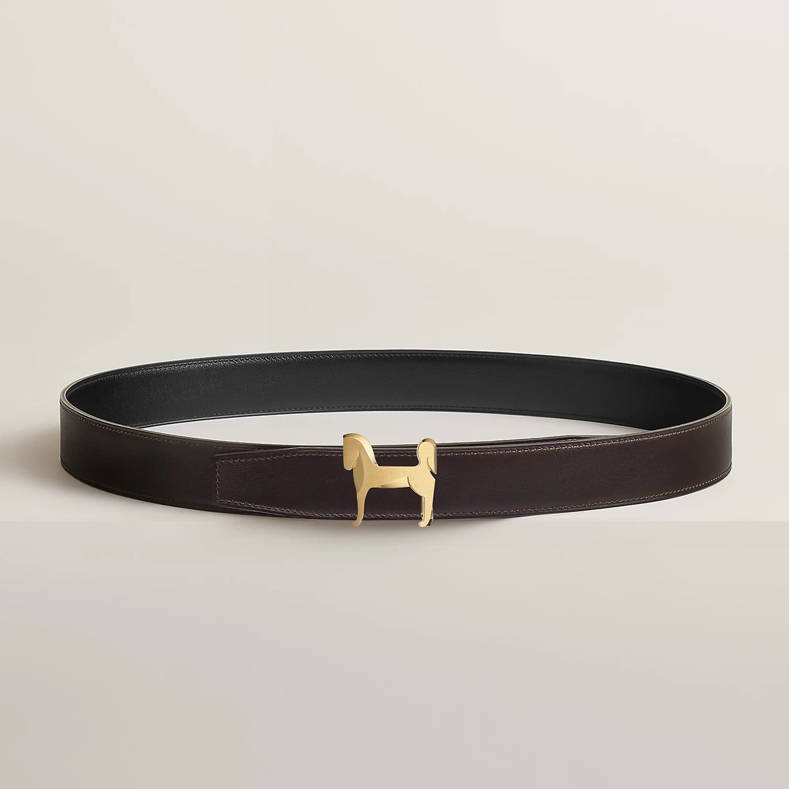Hermes Boucle de ceinture Panache & Cuir de ceinture réversible 32 mm Couleur Noir/ Ébène T — vue 2