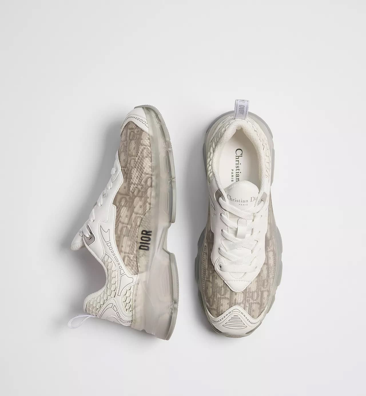 Dior Sneaker Vibe Tissu technique Dior Oblique gris et gomme transparente — vue 3