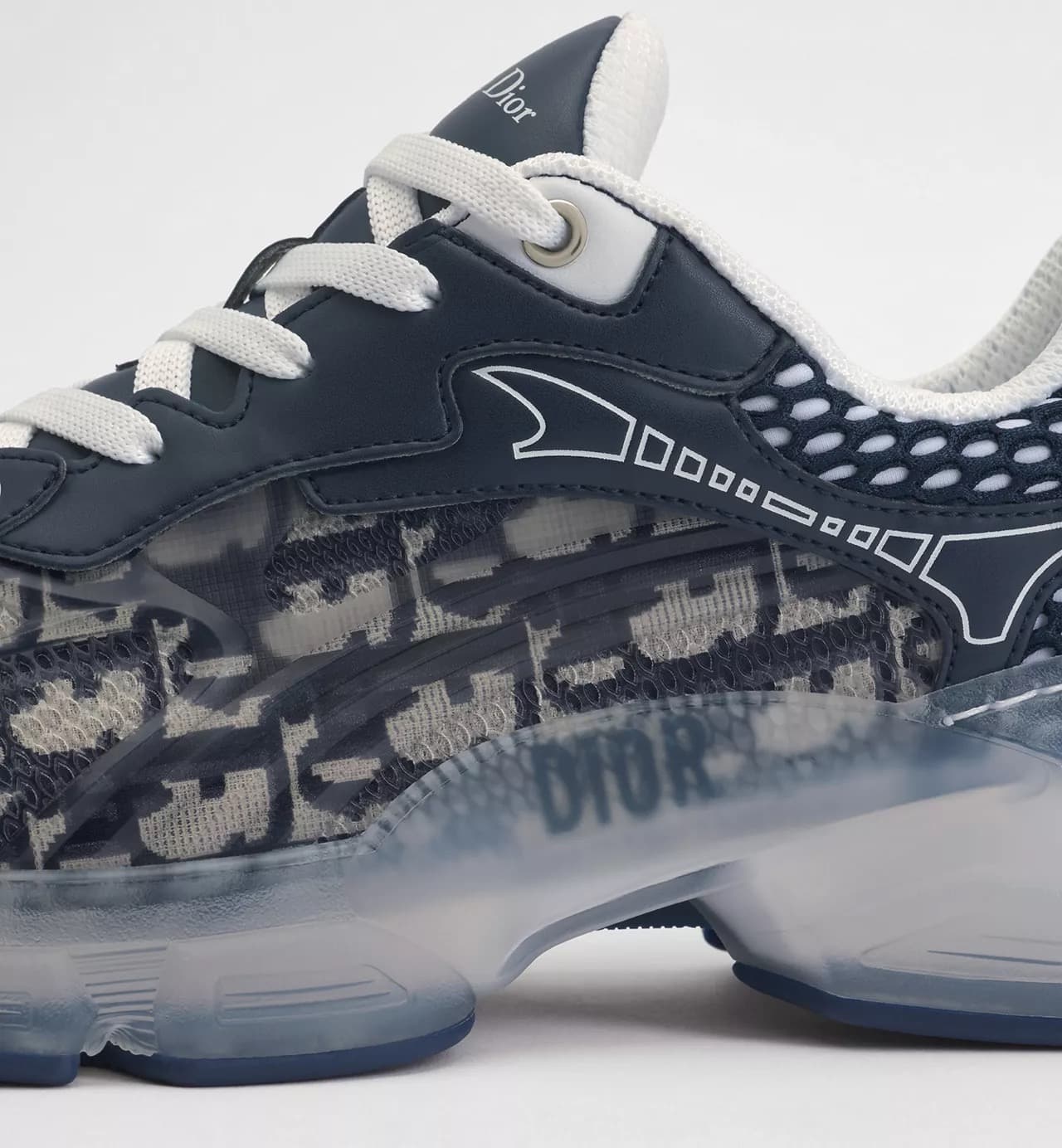 Dior Sneaker Vibe Tissu technique Dior Oblique bleu foncé et gomme transparente — vue 4