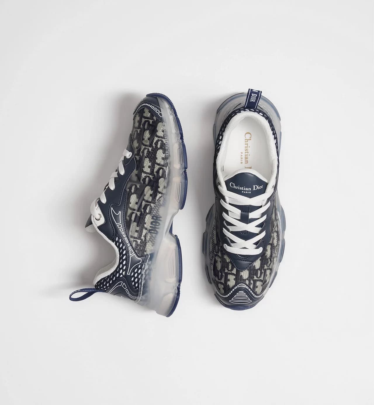 Dior Sneaker Vibe Tissu technique Dior Oblique bleu foncé et gomme transparente — vue 2
