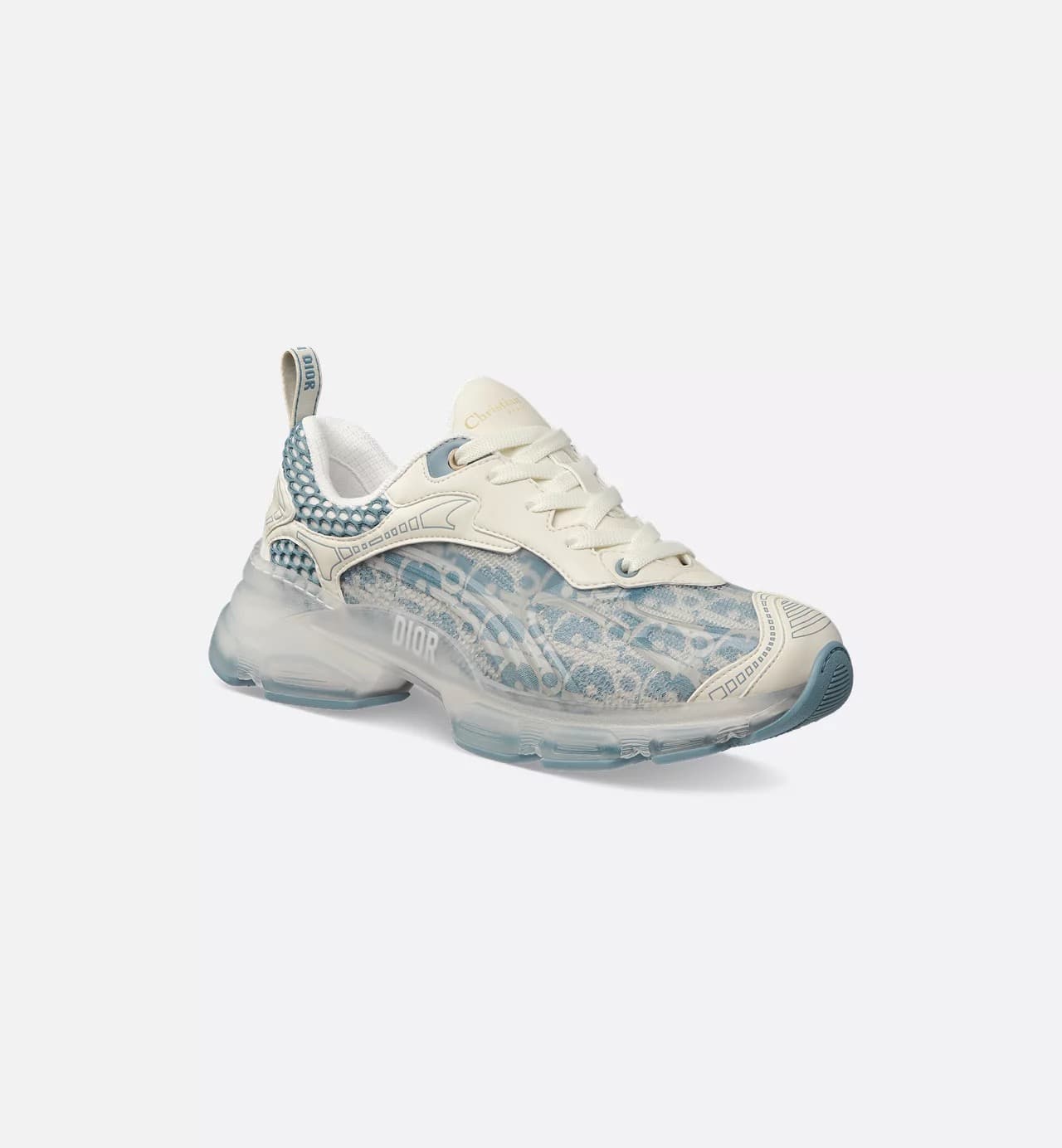 Dior Sneaker Vibe Tissu technique Dior Oblique blanc et bleu chambray et gomme transparente — vue 3