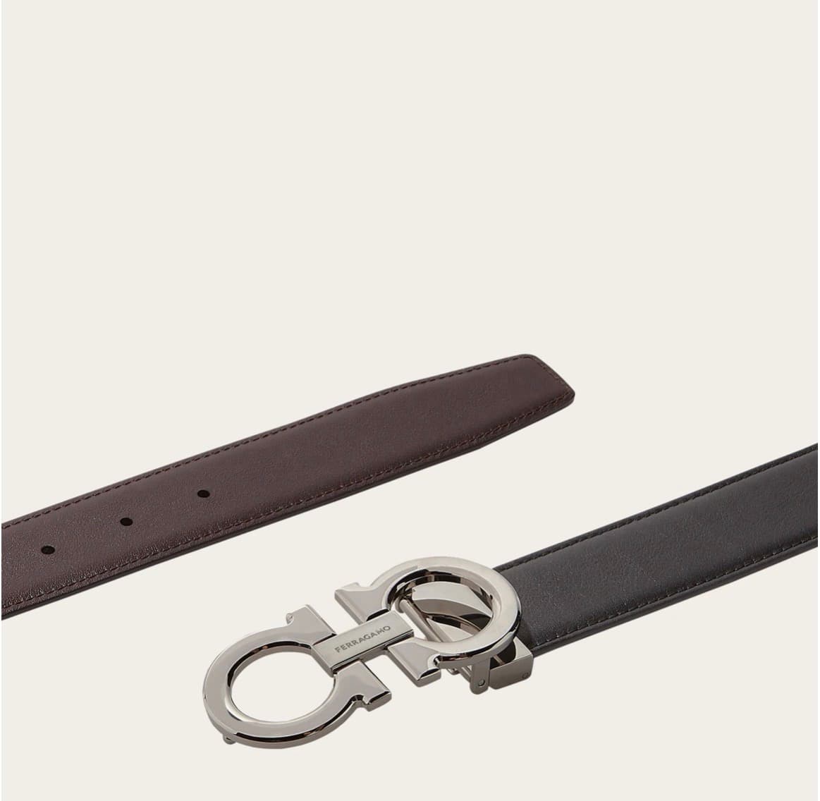 Ferragamo Ceinture Couleur Noir/ Marron — vue 2