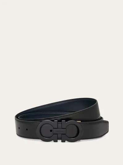 Ferragamo Ceinture Couleur Noir/ Bleu Marine