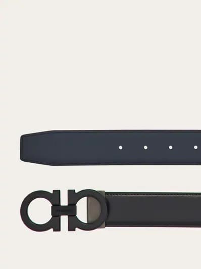 Ferragamo Ceinture Couleur Noir/ Bleu Marine — vue 2