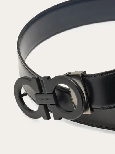 Ferragamo Ceinture Couleur Noir/ Bleu Marine — vue 4