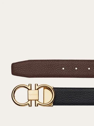 Ferragamo Ceinture Couleur Noir/Cacao — vue 2