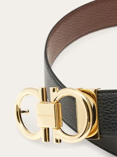 Ferragamo Ceinture Couleur Noir/Cacao — vue 4